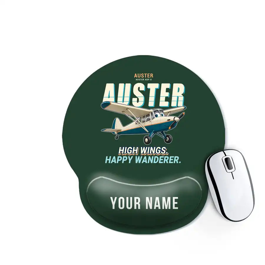 Auster AOP.6 - Cartoon + Name - Ergonomic Mouse Pad - Dark Green