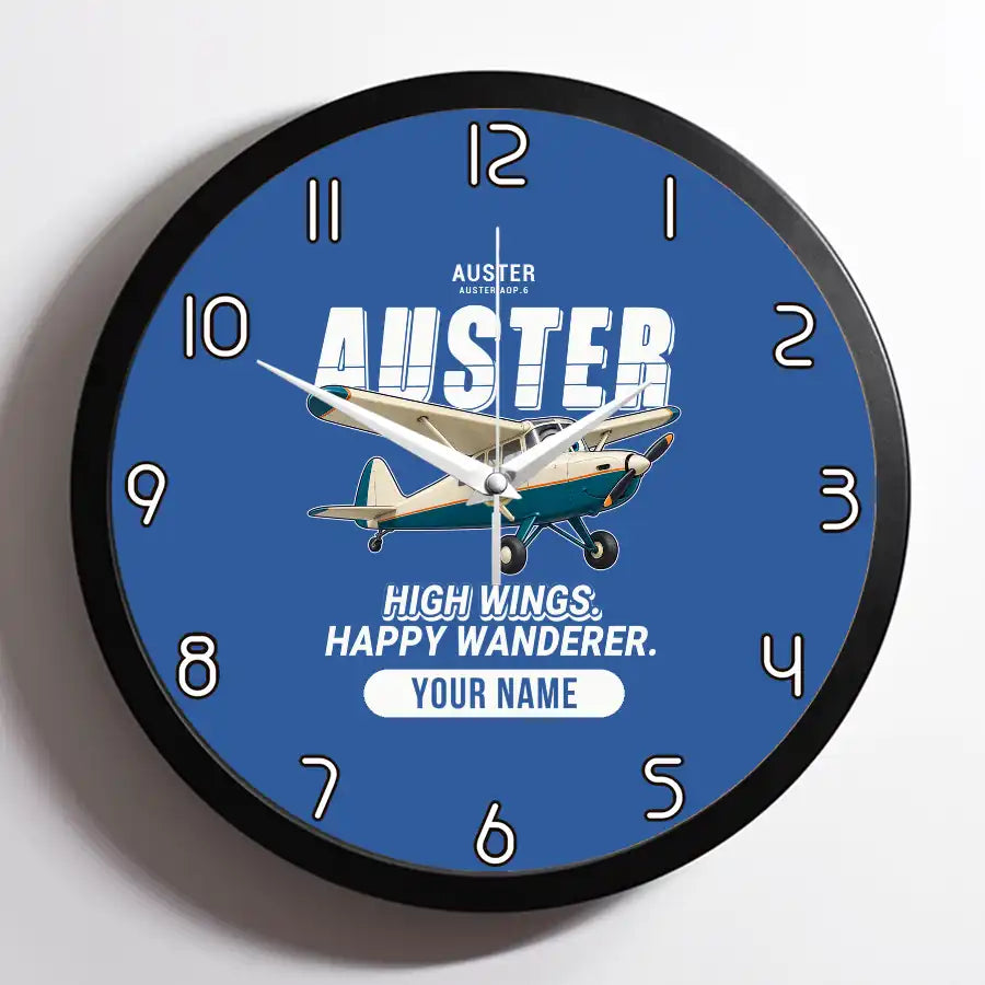Auster AOP.6 - Cartoon + Name - Framed - Blue