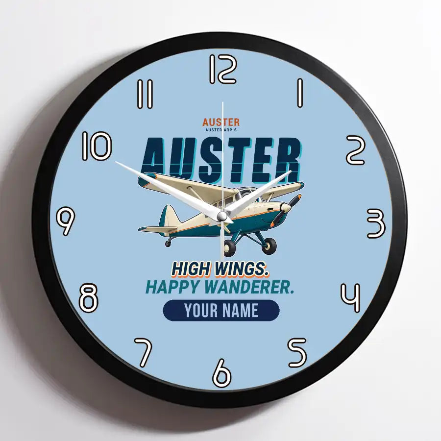 Auster AOP.6 - Cartoon + Name - Framed - Light Blue