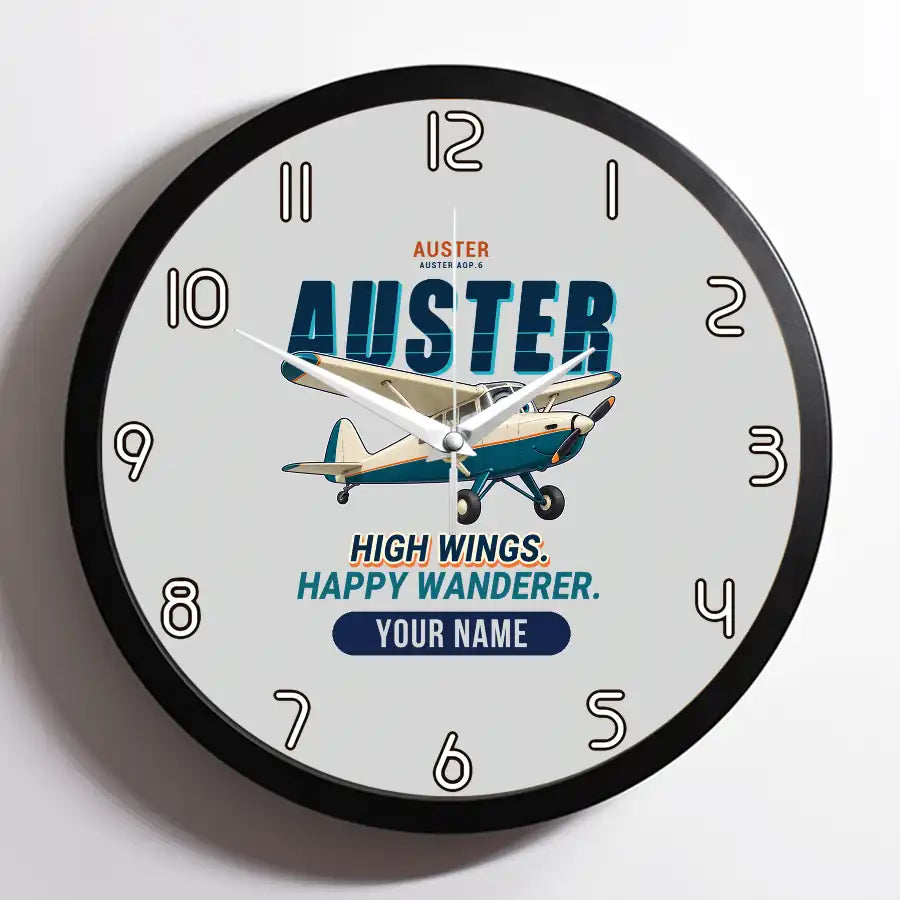 Auster AOP.6 - Cartoon + Name - Framed - Light Gray