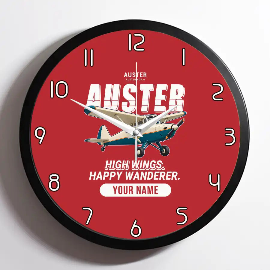 Auster AOP.6 - Cartoon + Name - Framed - Red
