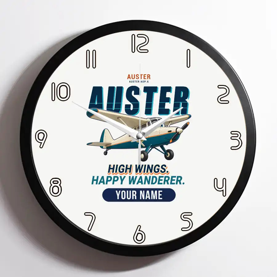 Auster AOP.6 - Cartoon + Name - Framed - White