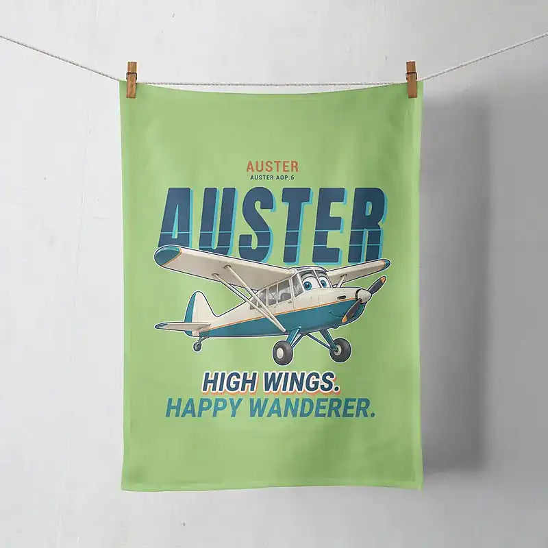Auster AOP.6 - Cartoon - Towel - Light Green