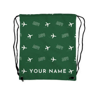 Thumbnail for Auster AOP.6 - Drawstring Bag - 3D Pattern + Name - Green
