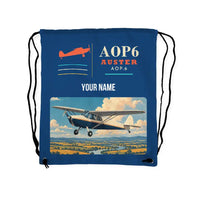 Thumbnail for Auster AOP.6 - Drawstring Bag - Classic + Name - Blue