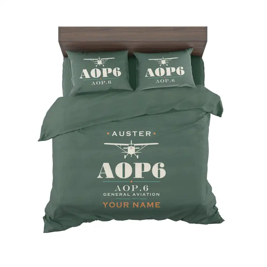 Auster AOP.6 - Heritage + Name - Bedding Set - Dark Green