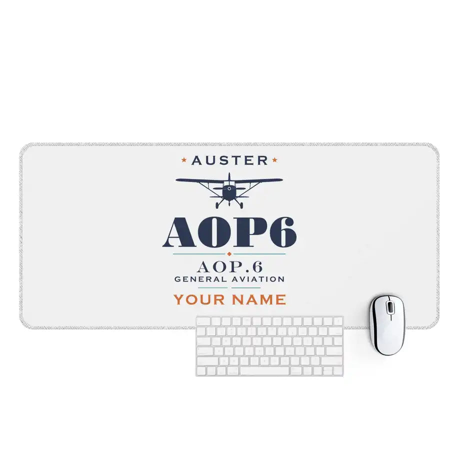 Auster AOP.6 - Heritage + Name - Desk Mat - White