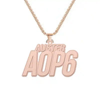 Thumbnail for Auster AOP.6 - Hollow Necklace - Tag - Rose gold