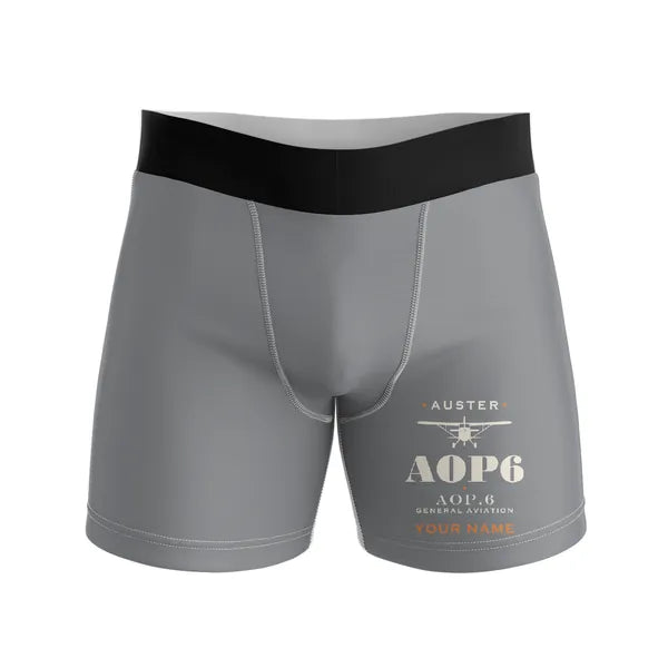 Auster AOP.6 - Men Boxers - Heritage + Name - Gray
