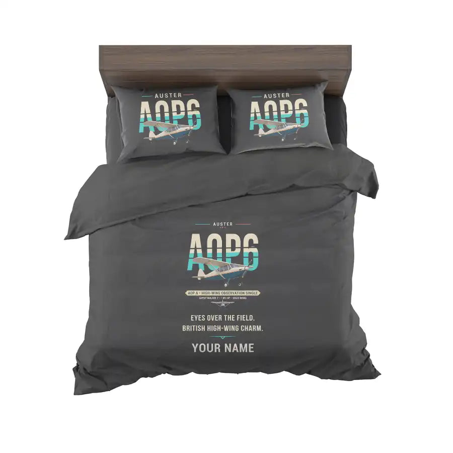 Auster AOP.6 - Original + Name - Bedding Set - Black