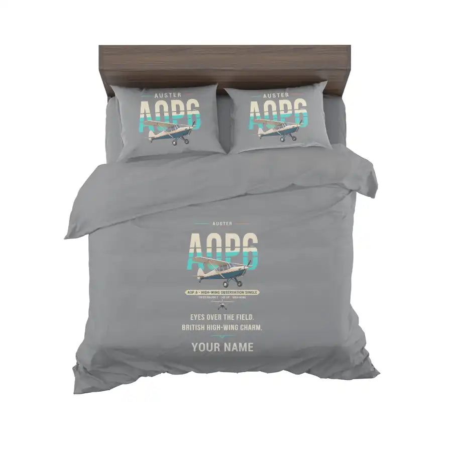 Auster AOP.6 - Original + Name - Bedding Set - Gray