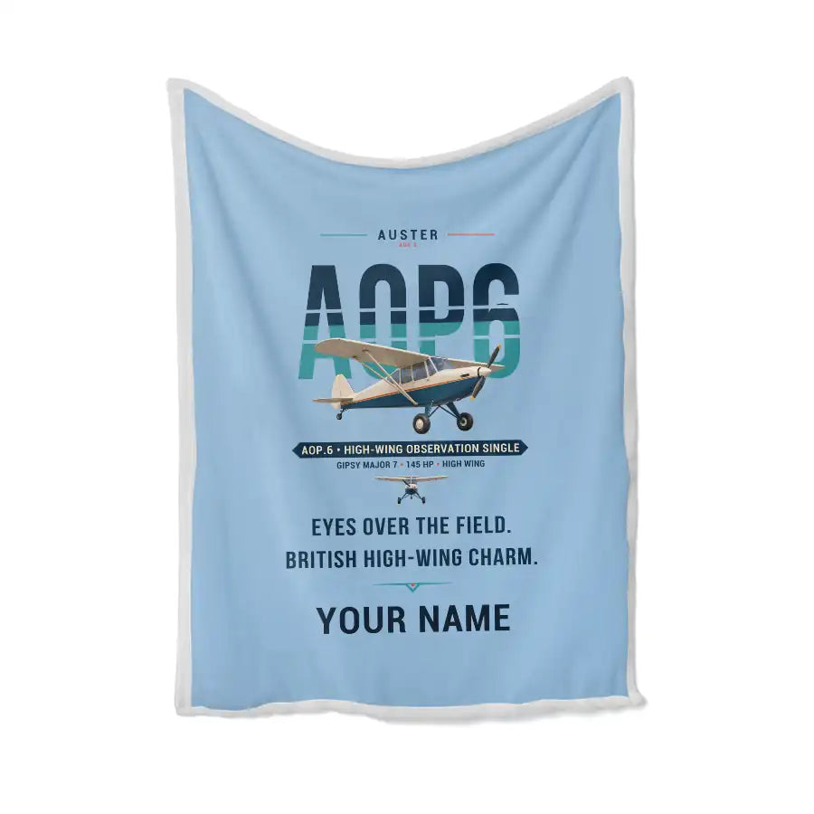 Auster AOP.6 - Original + Name - Blanket - Light Blue