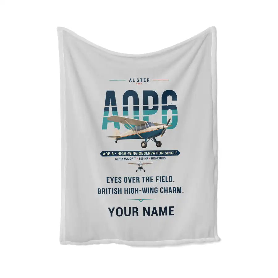 Auster AOP.6 - Original + Name - Blanket - Light Gray