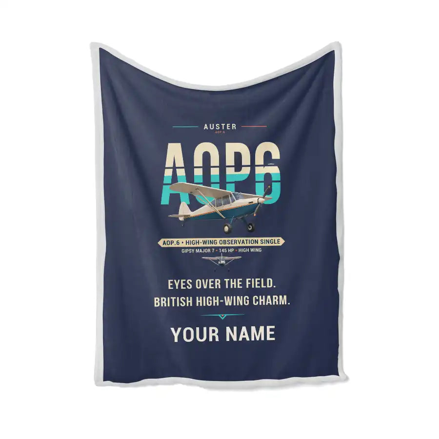 Auster AOP.6 - Original + Name - Blanket - Navy Blue