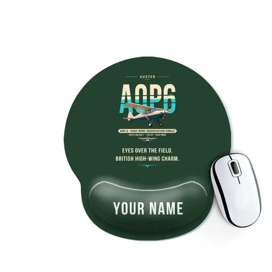 Auster AOP.6 - Original + Name - Ergonomic Mouse Pad - Dark Green