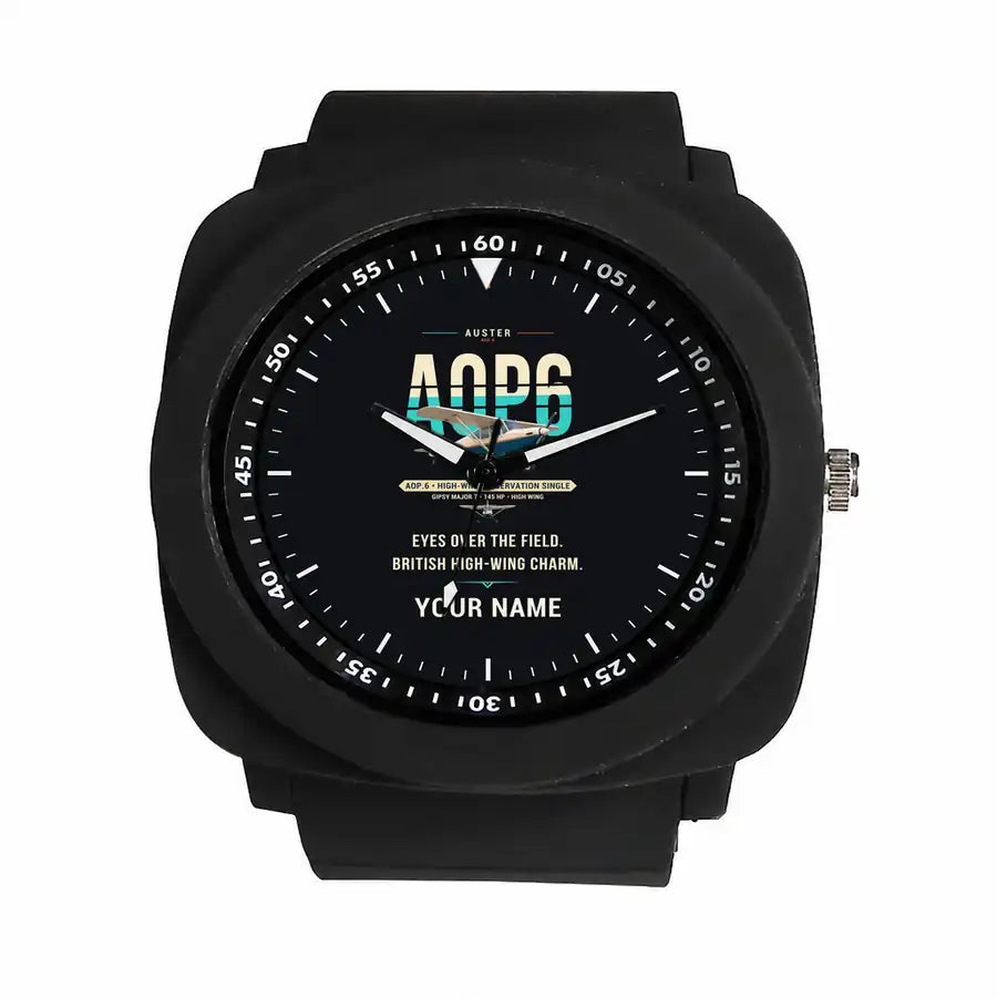 Auster AOP.6 - Original + Name - Rubber Strap - Black