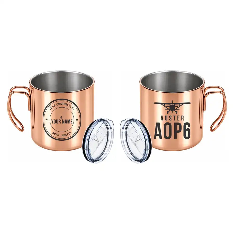 Auster AOP.6 - Portable Mug - Heritage + Name - Copper