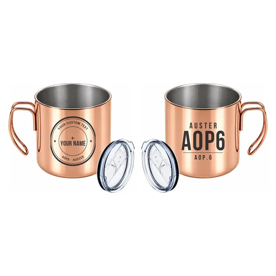 Auster AOP.6 - Portable Mug - Tag + Name - Copper