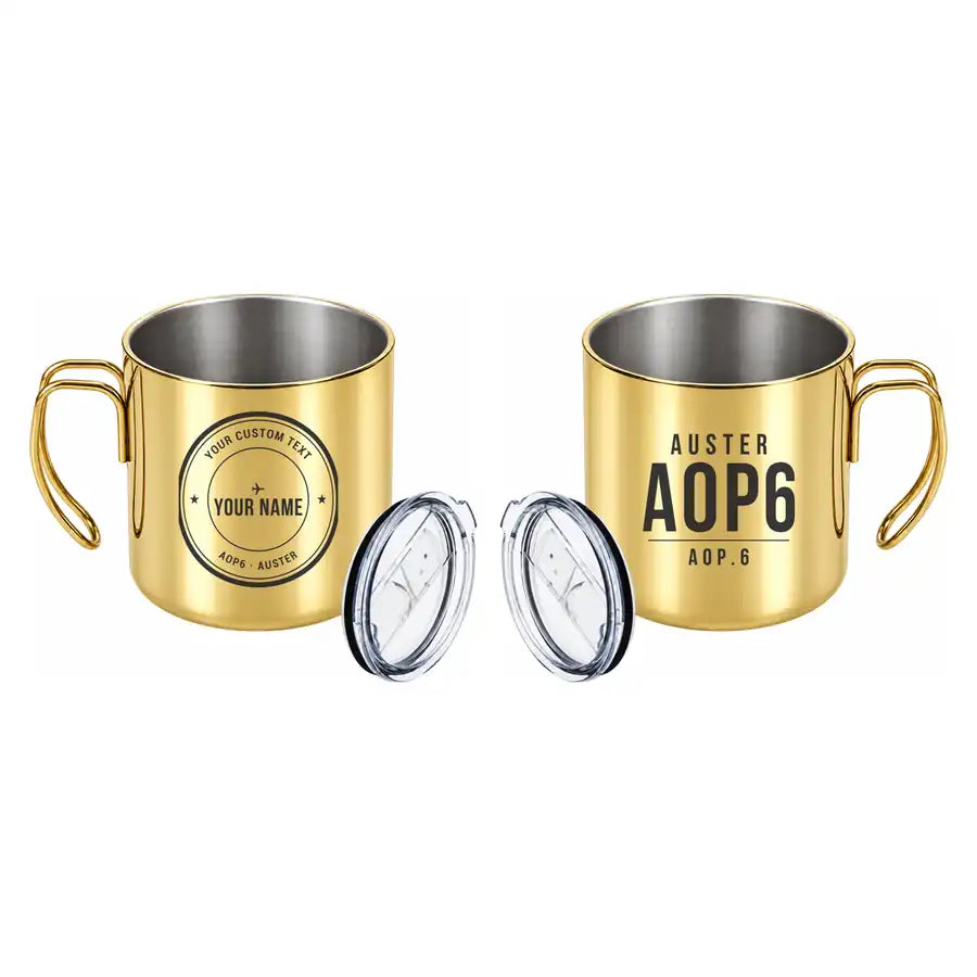 Auster AOP.6 - Portable Mug - Tag + Name - Gold