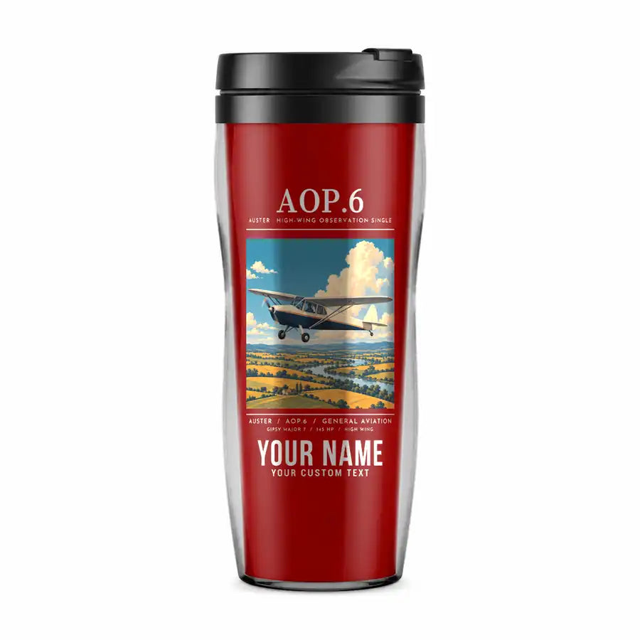 Auster AOP.6 - Poster + Name - Plastic (No Holder) - Red
