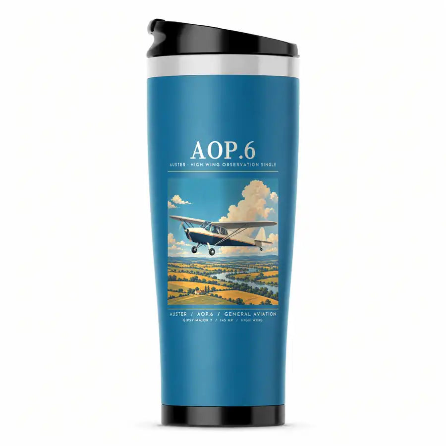 Auster AOP.6 - Poster - Stainless Steel (No Holder) - Light Blue