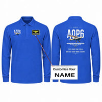 Thumbnail for Auster AOP.6 Premium Polo T-Shirts - Original + Name - Long Sleeve - Blue