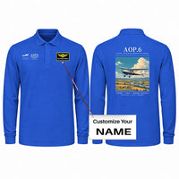 Thumbnail for Auster AOP.6 Premium Polo T-Shirts - Poster + Name - Long Sleeve - Blue