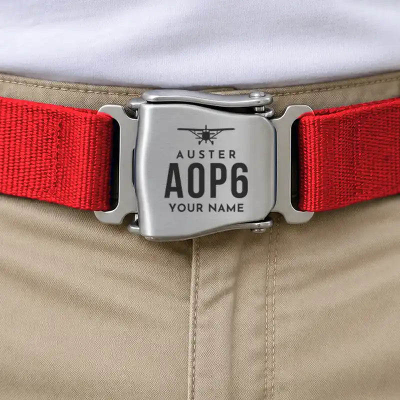 Auster AOP.6 - Seat Belt - Heritage + Name - Red