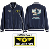 Thumbnail for Auster AOP.6 Stylish Jackets - Baseball Collar - Cartoon + Name - Navy Blue