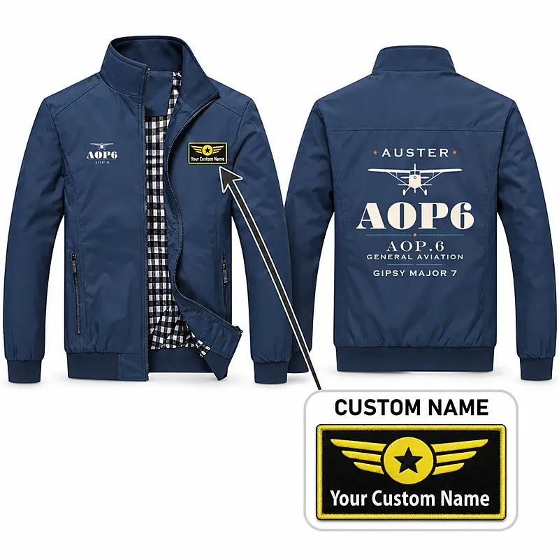 Auster AOP.6 Stylish Jackets - Stand Collar - Heritage + Name - Navy Blue