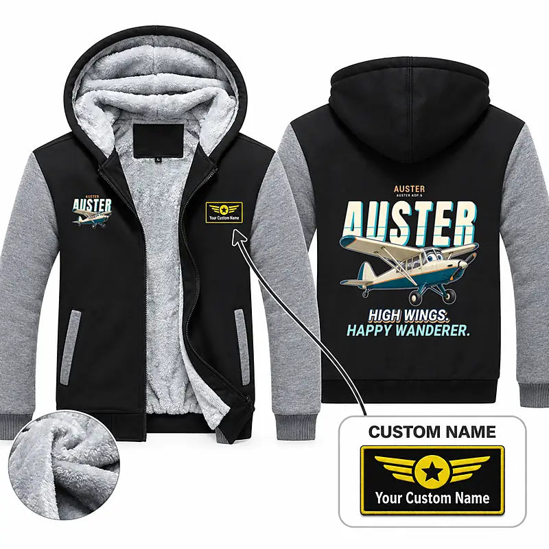 Auster AOP.6 Zipped Sweatshirts - Cartoon + Name - Black & Gray