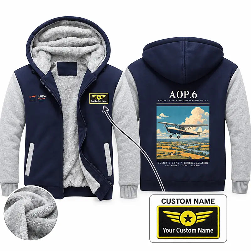 Auster AOP.6 Zipped Sweatshirts - Poster + Name - Navy & Gray