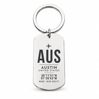 Thumbnail for Austin-Bergstrom International Airport AUS - Key Chain - Original Design - Silver