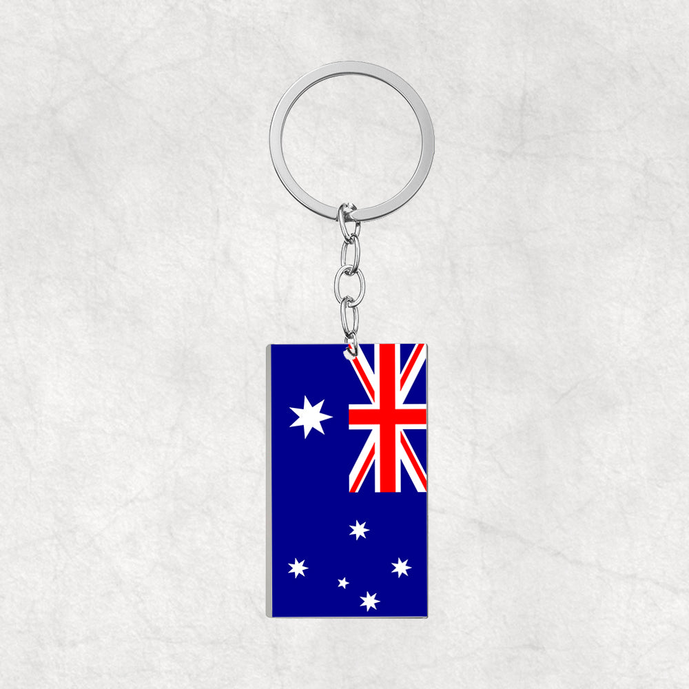 Australia Flag Designed Stainless Steel Flag Key Chains (Double Side)