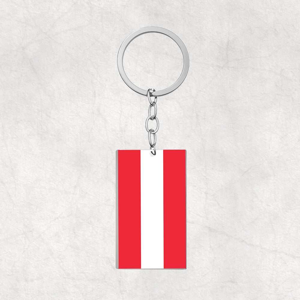 Austria Flag Designed Stainless Steel Flag Key Chains (Double Side)
