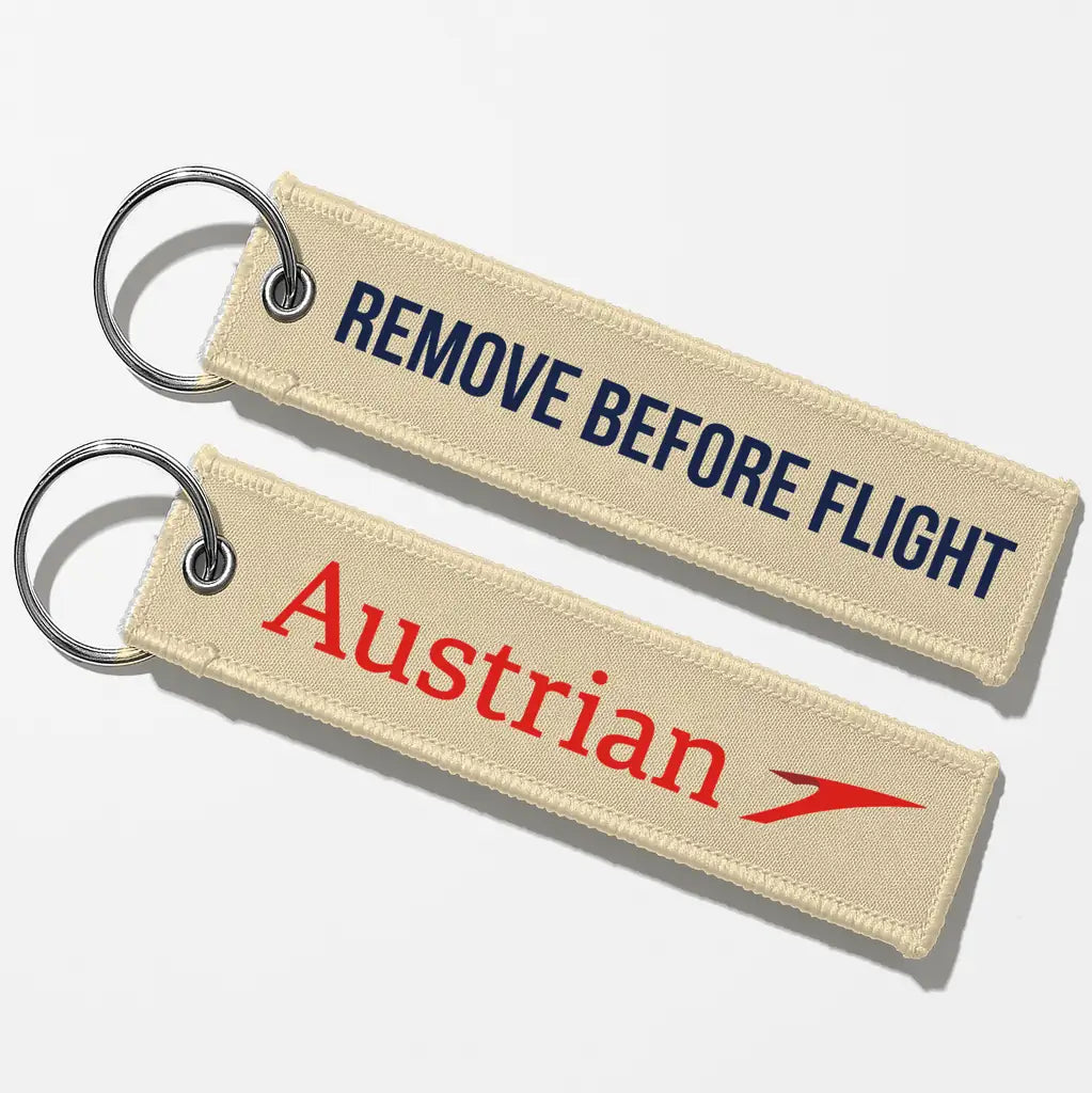 Austrian Airlines Crew & Staff Tag Key Chains - Beige - Remove Before Flight