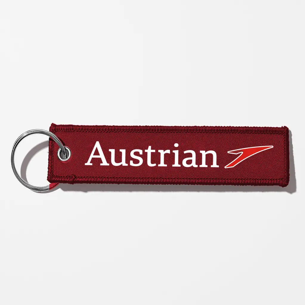 Austrian Airlines Crew & Staff Tag Key Chains - Dark Red