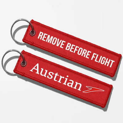 Austrian Airlines Crew & Staff Tag Key Chains - Red - Remove Before Flight