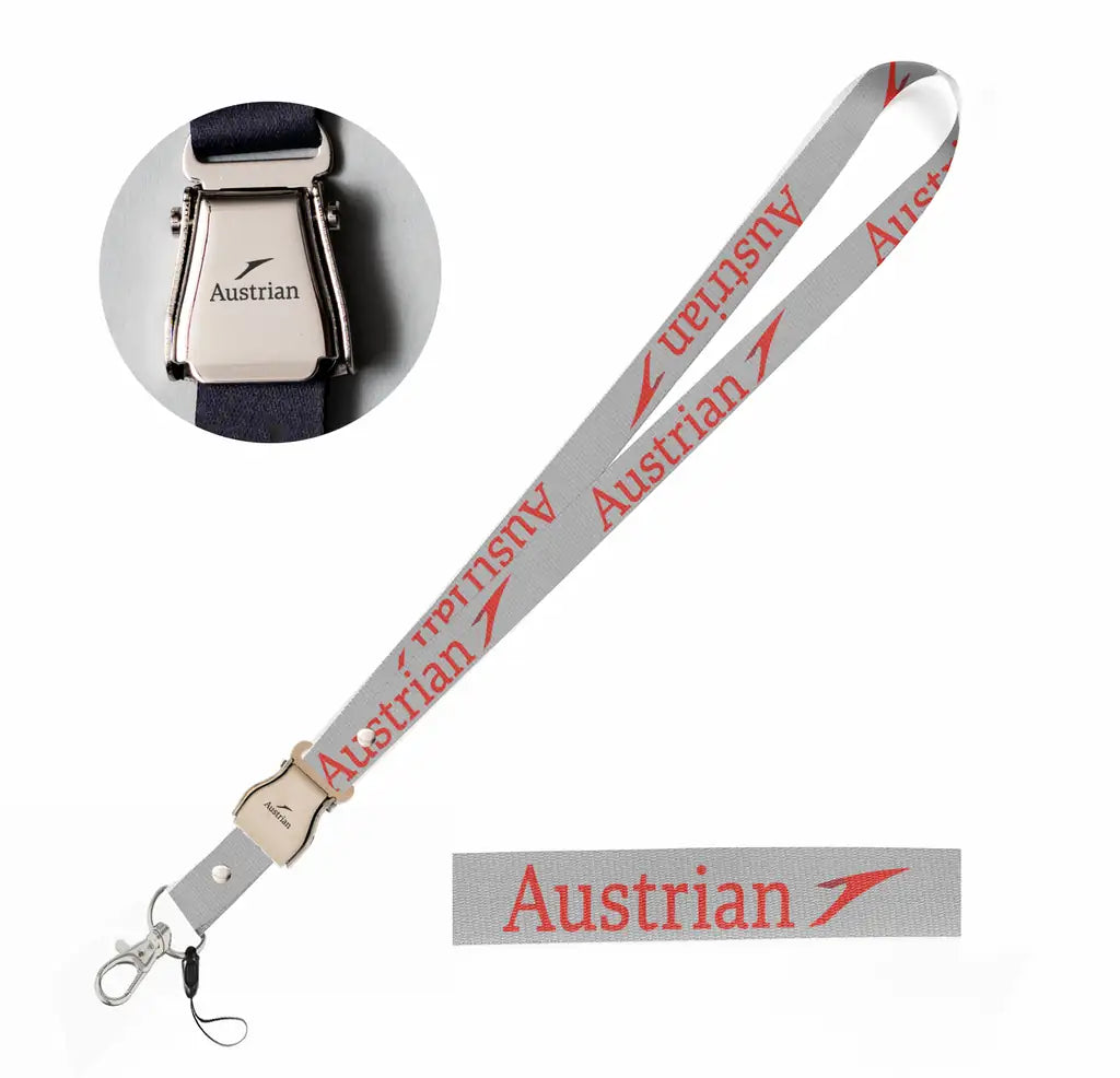 Austrian Airlines seat belt lanyard - light gray