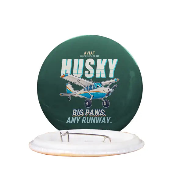 Aviat Husky A-1C-180 - Cartoon - Pin - Dark Green