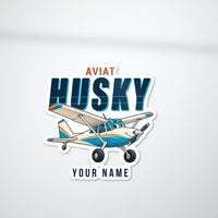 Thumbnail for Aviat Husky A-1C-180 - Cartoon Die-Cut + Name - Die-Cut - White Car
