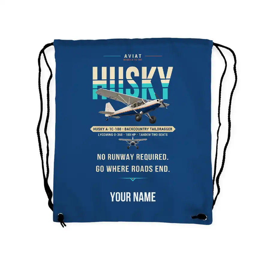 Aviat Husky A-1C-180 - Drawstring Bag - Original + Name - Blue