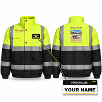 Thumbnail for Aviat Husky A-1C-180 Reflective Winter Jackets - Poster + Name - Fluorescent Yellow & Navy