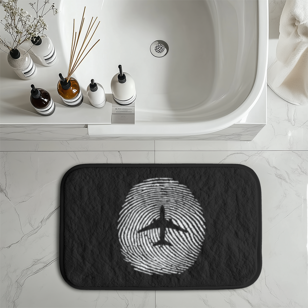 Aviation Finger Print Designed Bath Mats
