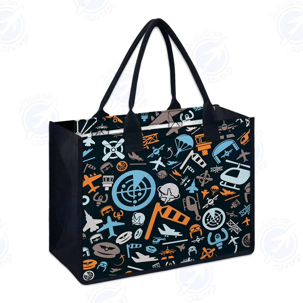 Aviation Icons Designed Special Canvas Bags