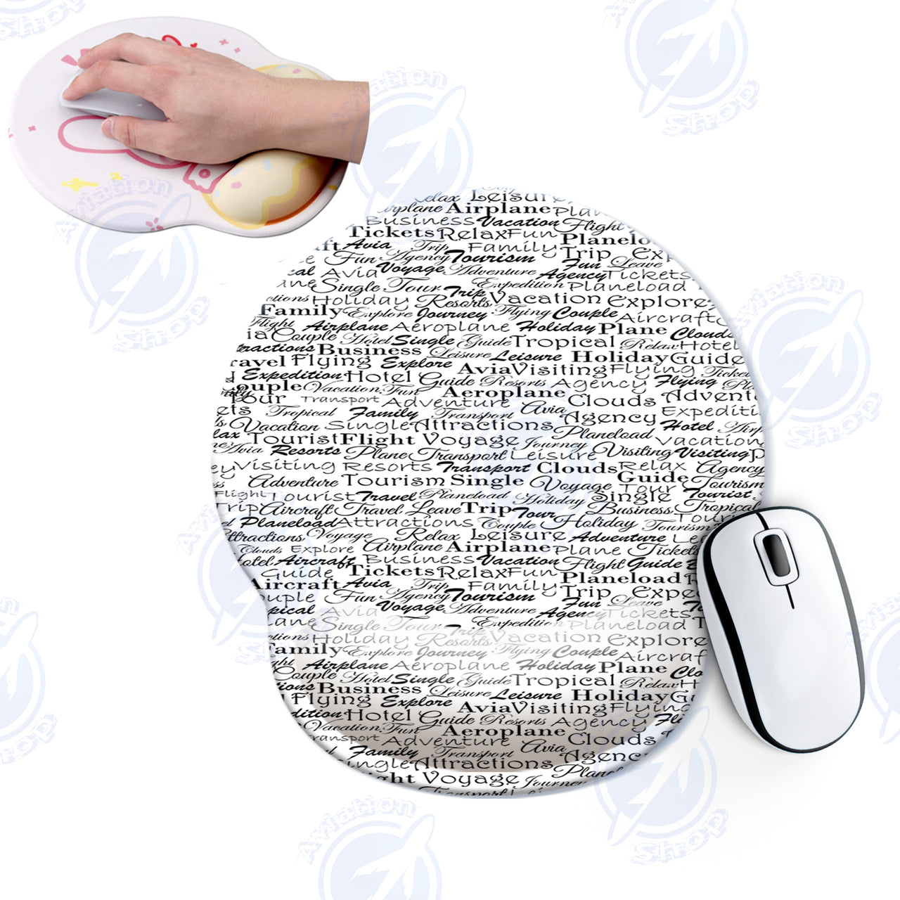 Aviation Lovers Texts Designed Ergonomic Mouse Pads