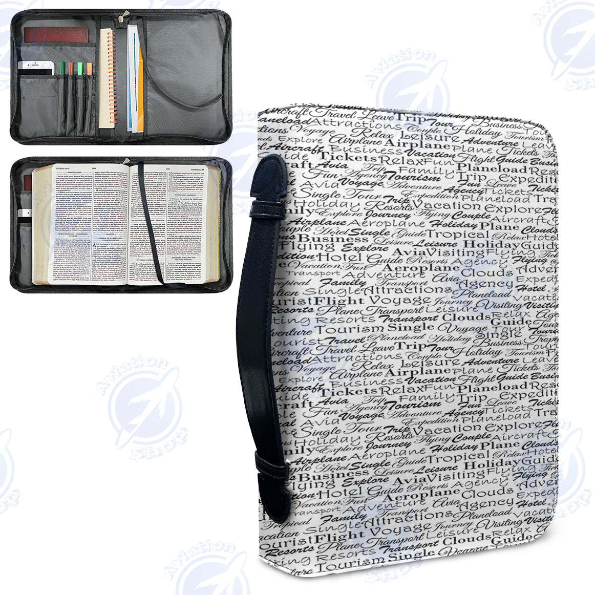 Aviation Lovers Texts Designed PU Accessories Bags