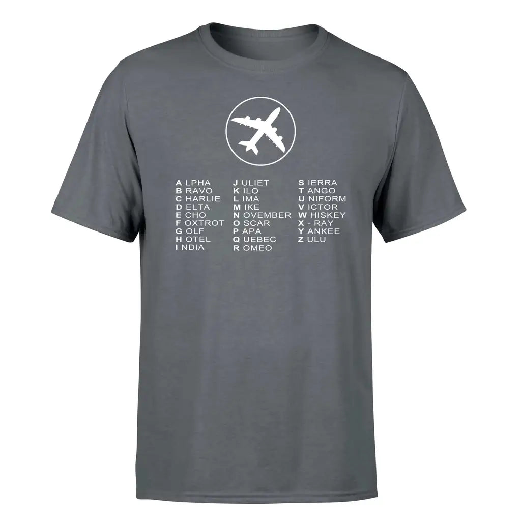 Aviation Alphabet 2 design on gray single side