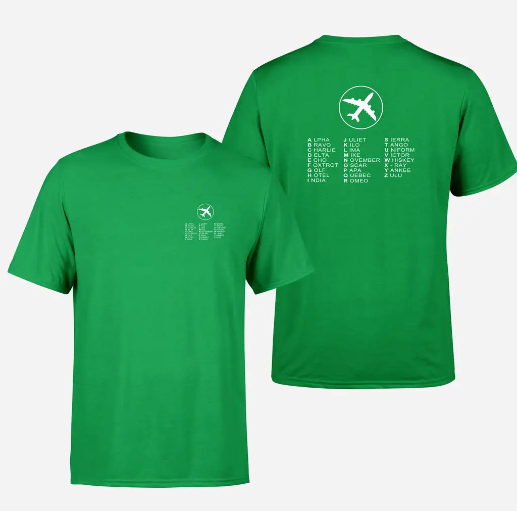 Aviation Alphabet 2 design on green double side
