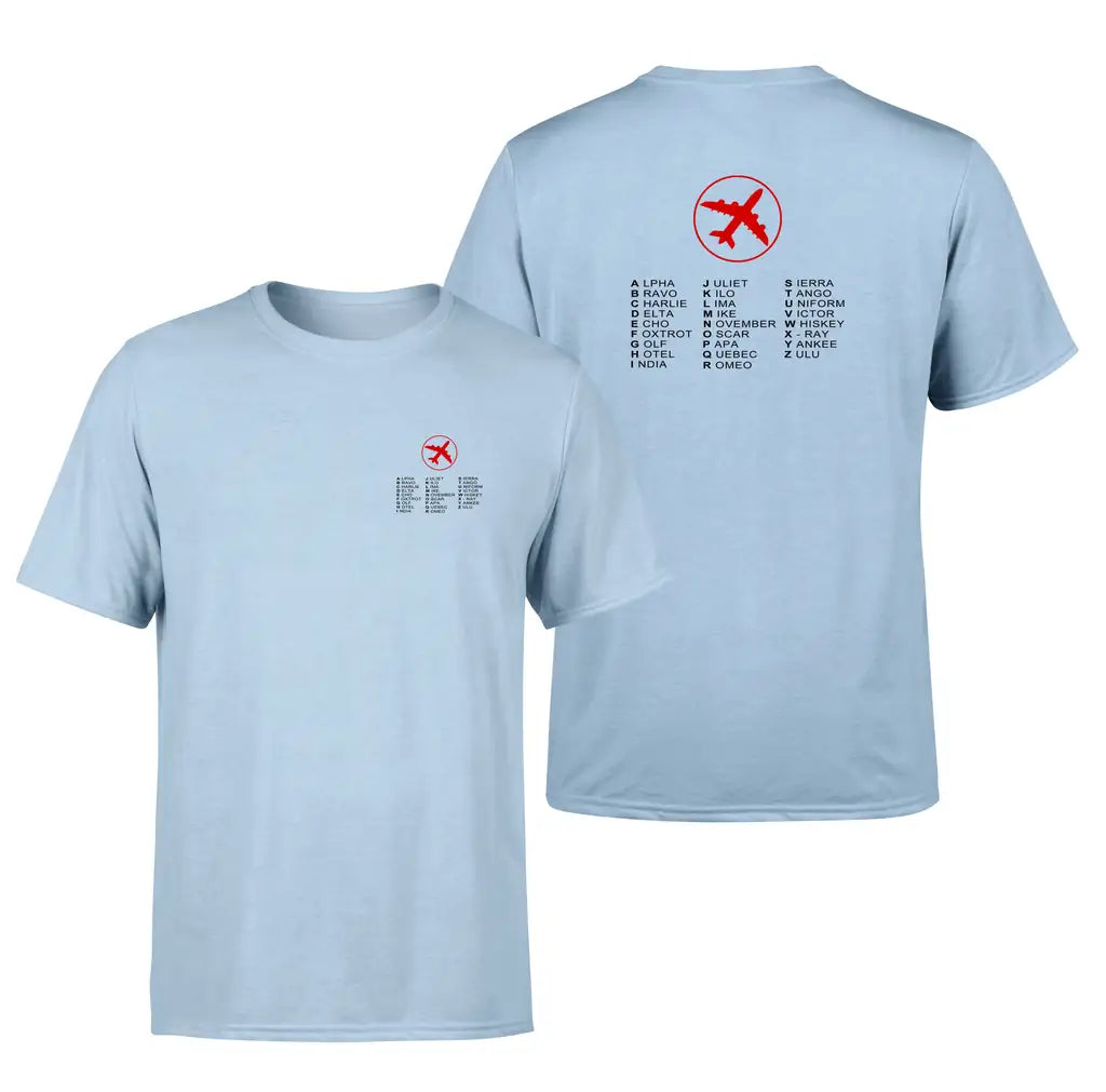 Aviation Alphabet 2 design on light blue double side